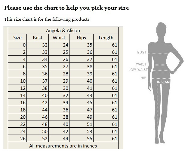 Angela And Alison Size Chart