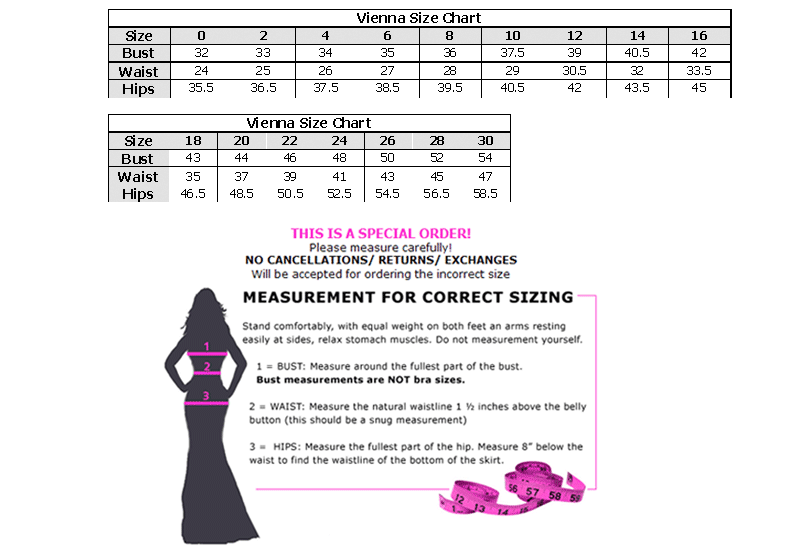 Night Moves Prom Size Chart