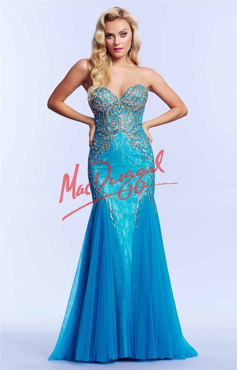mac duggal lace illusion tulle gown